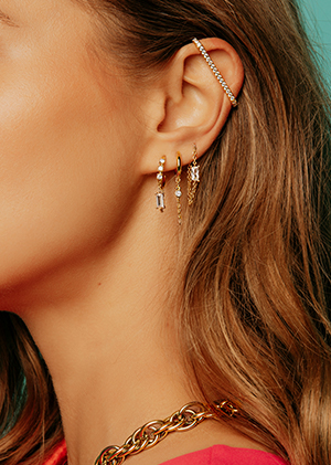 Boucles d'oreilles chaines pierres fines bijoux MYA BAY