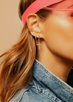 Boucles d'oreilles chaines brillants puces bijoux MYA BAY