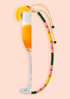 Collier bellini MYA BAY de vert, rose, orange et jaune en perles de verre