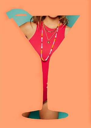 Collier cosmo MYA BAY violet, blanc, rouge et orange en perles