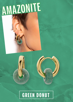 Frame on natural stone Amazonite with a photo and earrings with a natural stone ring