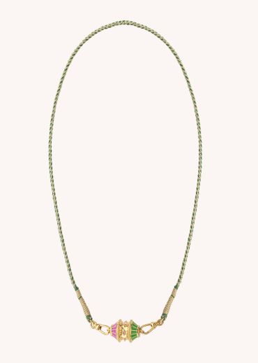 COLLIER - BIG TALISMAN FUCHSIA/GREEN