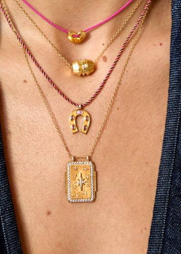 COLLIER - ORANGE MINI HORSESHOE